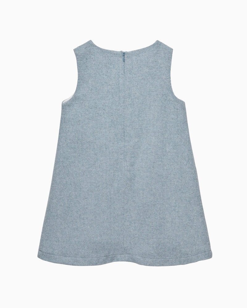 Confiture Dress Georgina Bow Dress in Blue Herringbone