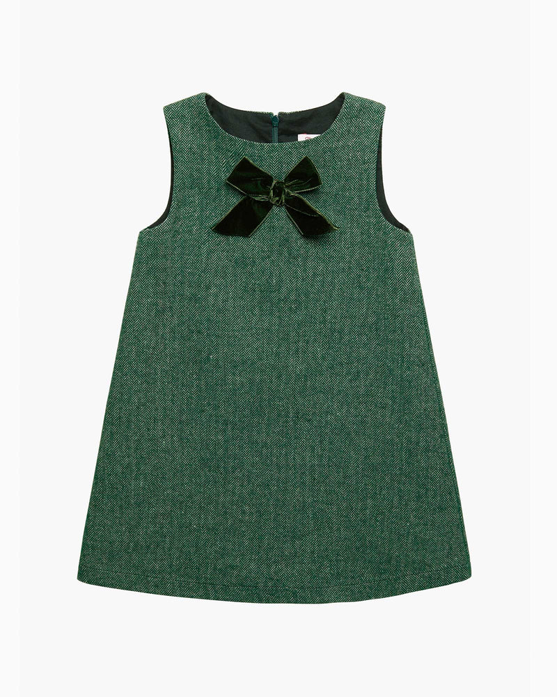 Confiture Dress Georgina Bow Dress in Green Herringbone