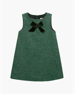 Confiture Dress Georgina Bow Dress in Green Herringbone