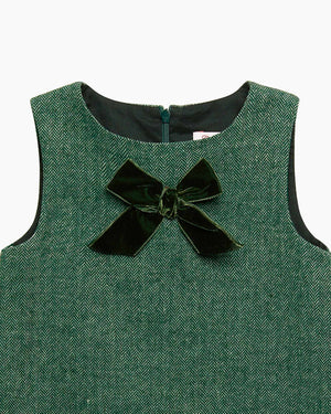 Confiture Dress Georgina Bow Dress in Green Herringbone