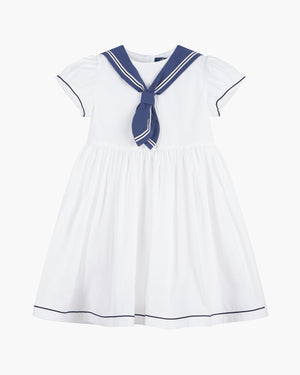 Trotters Heritage Dress Philippa Sailor Dress in White