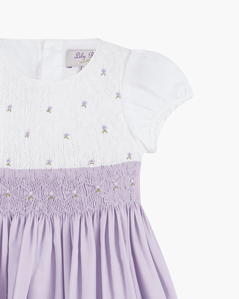 Lily Rose Dress Rose Hand Smocked Dress in Lilac