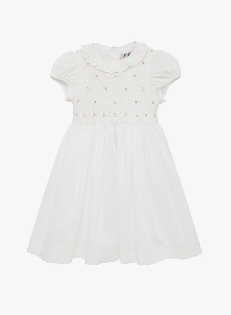 Lily Rose Dress Willow Rose Hand Smocked Dress in White