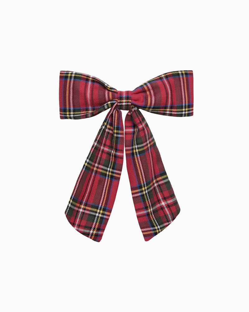 Confiture Clip Long Bow Hair Clip in Red Tartan