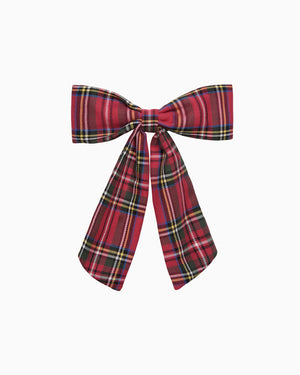 Confiture Clip Long Bow Hair Clip in Red Tartan