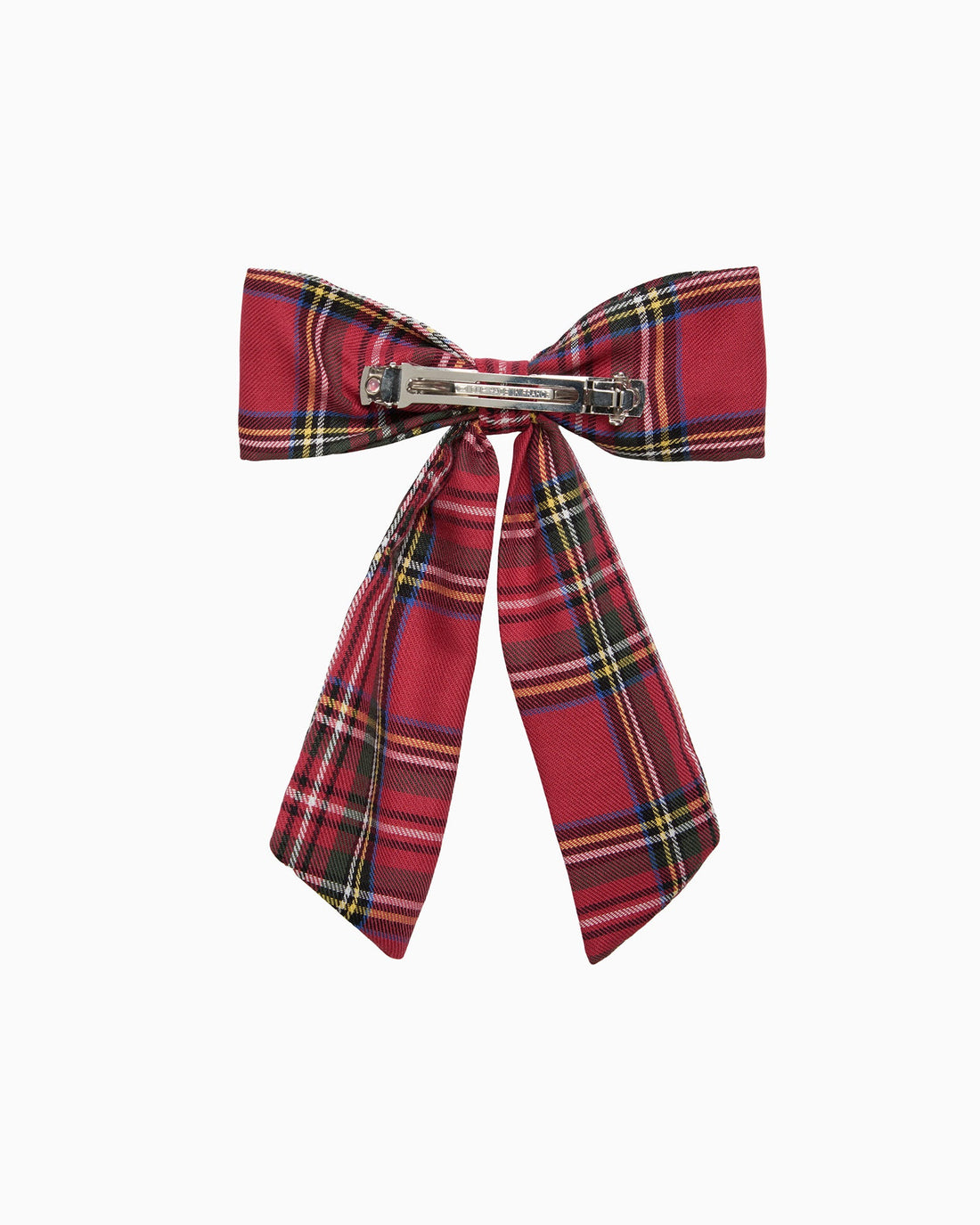 Confiture Clip Long Bow Hair Clip in Red Tartan