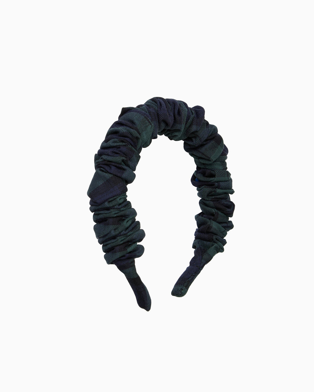 Confiture Alice Band Scrunchie Headband in Navy/Green Tartan