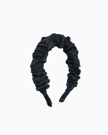Confiture Alice Band Scrunchie Headband in Navy/Green Tartan