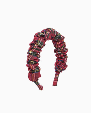 Confiture Alice Band Scrunchie Headband in Red Tartan