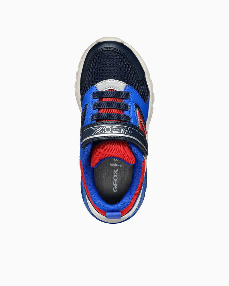 Geox Trainers Geox Ciberdron Light Up Boys Trainers in Navy/ Dark Red