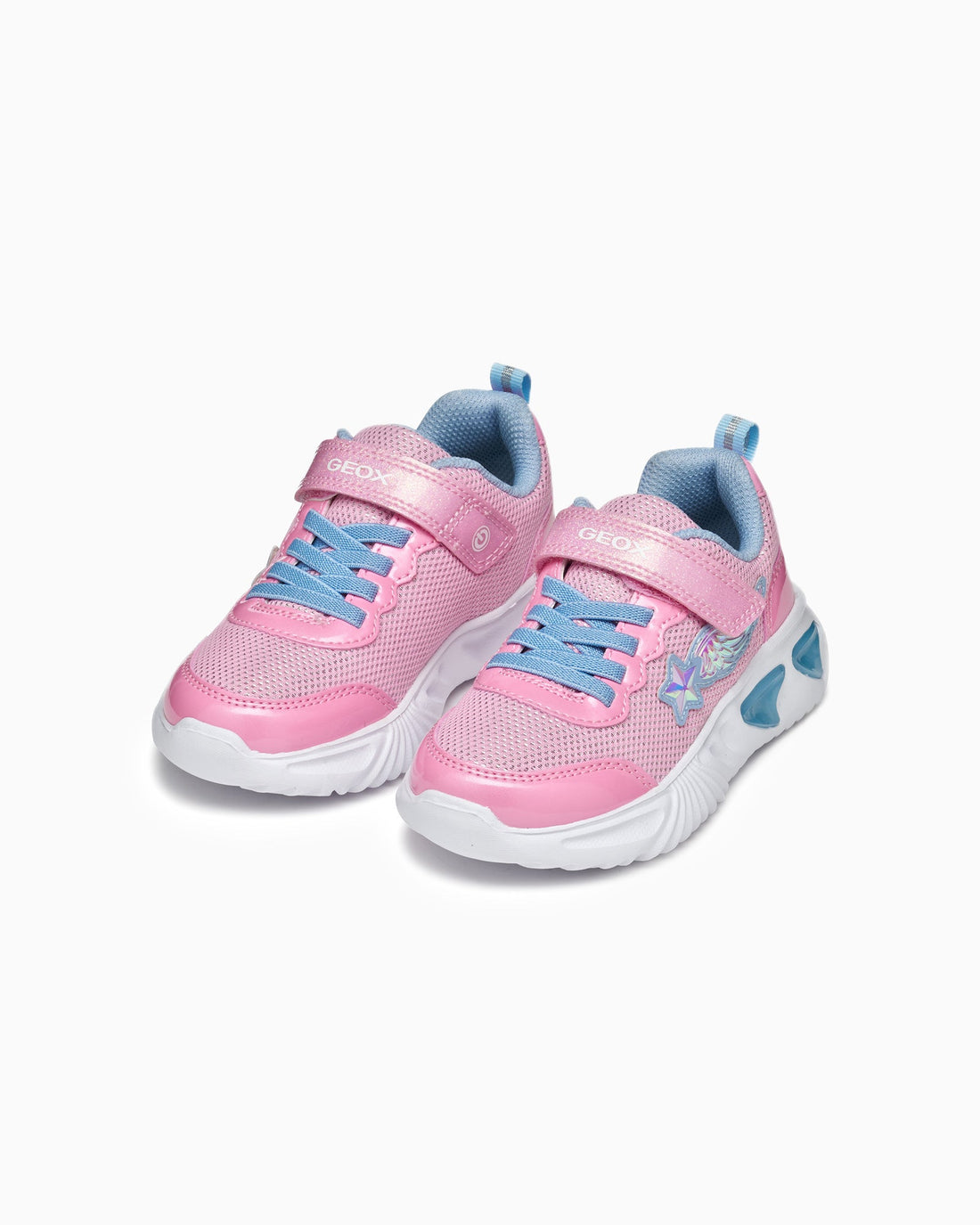Geox Trainers Geox Assister Light Up Girls Trainers in Pink/Light Sky