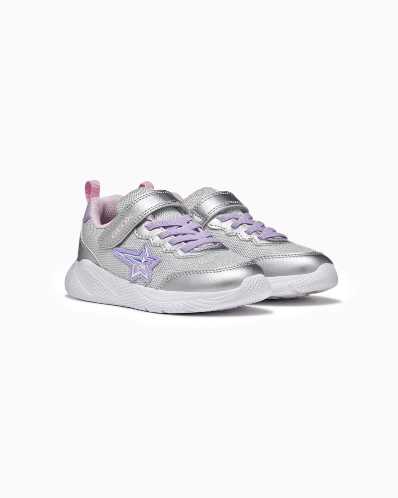 Geox Trainers Geox Sprintye Girls Trainers in Silver/Lilac