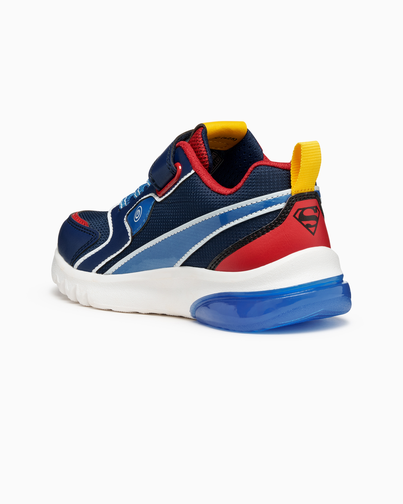 Geox Trainers Geox Ciberdron Superman Light Up Boys Trainers in Blue/ Red