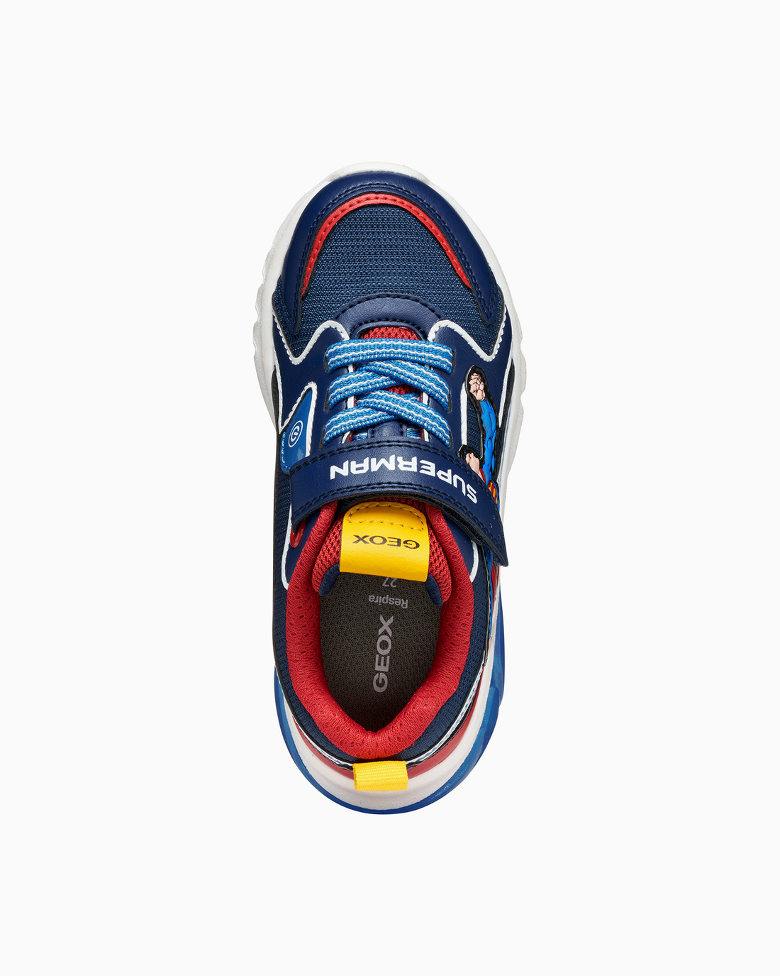 Geox Trainers Geox Ciberdron Superman Light Up Boys Trainers in Blue/ Red