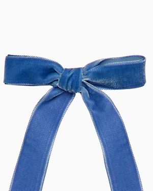 Lily Rose Clip Large Velvet Bow Hair Clip in Azure Blue
