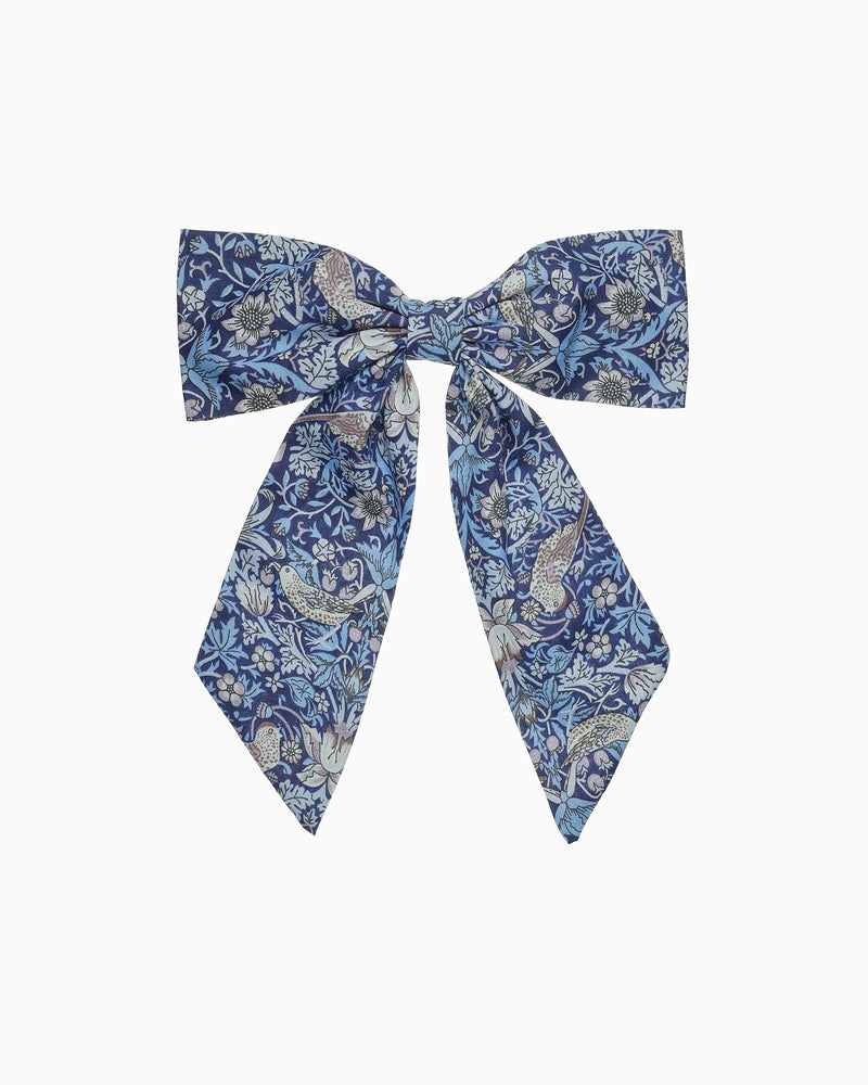 Lily Rose Clip Long Bow Hair Clip in Strawberry Thief