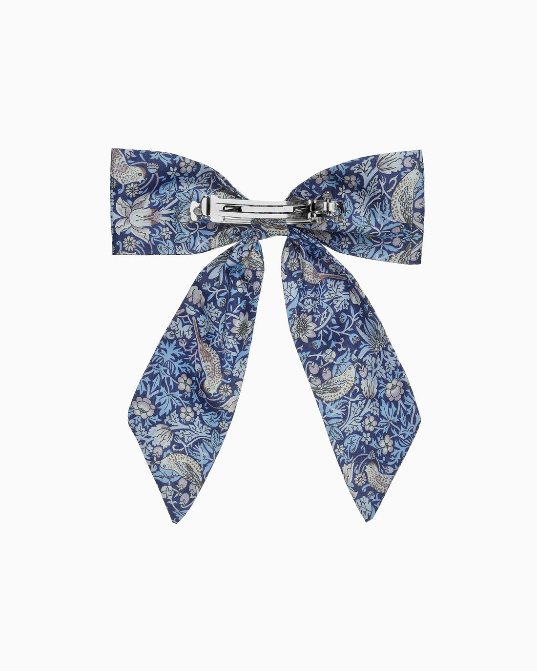 Lily Rose Clip Long Bow Hair Clip in Strawberry Thief