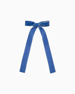 Lily Rose Clip Large Velvet Bow Hair Clip in Azure Blue