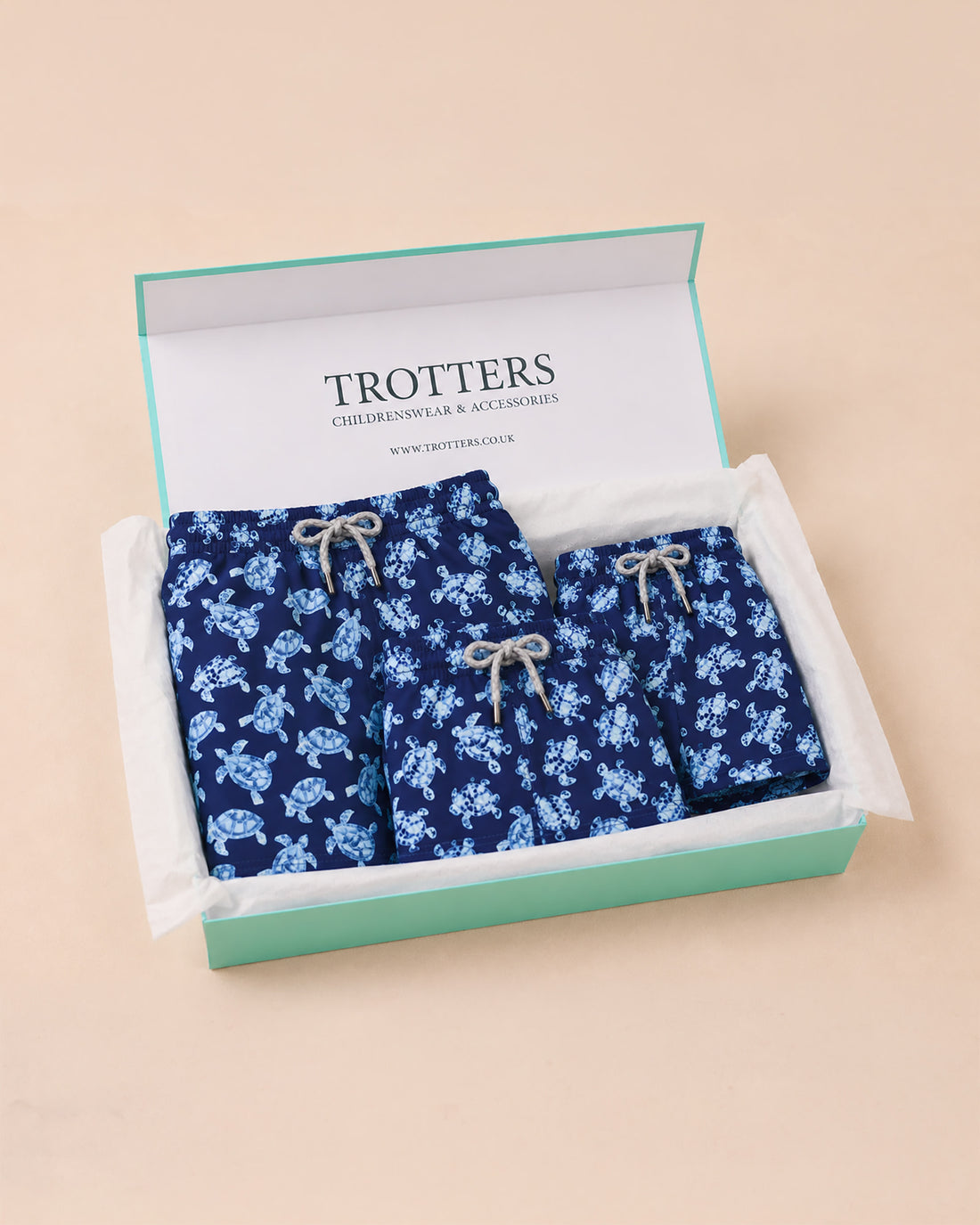 Trotters Childrenswear Gift Set Daddy & Me Navy Turtle Swimshorts Gift Set