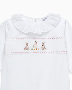 Lapinou All-in-One Baby Smocked All-in-One in Duck & Bunny