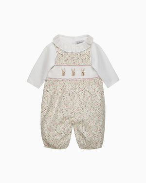 Lapinour Dungaree Baby Smocked Dungaree Set in Bunny