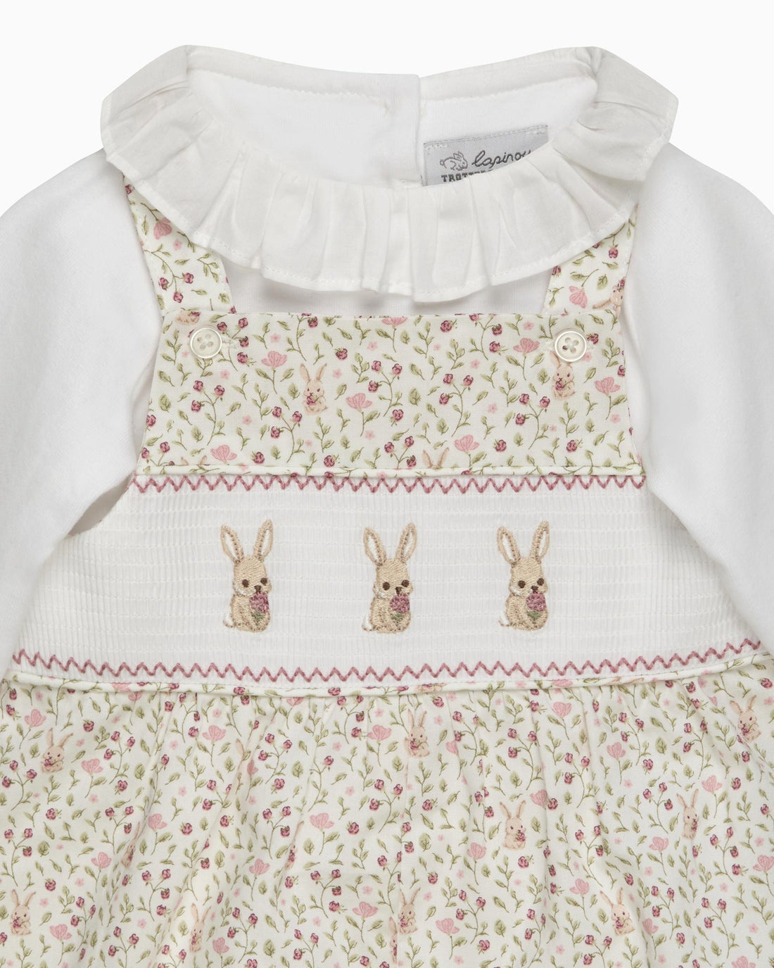 Lapinour Dungaree Baby Smocked Dungaree Set in Bunny