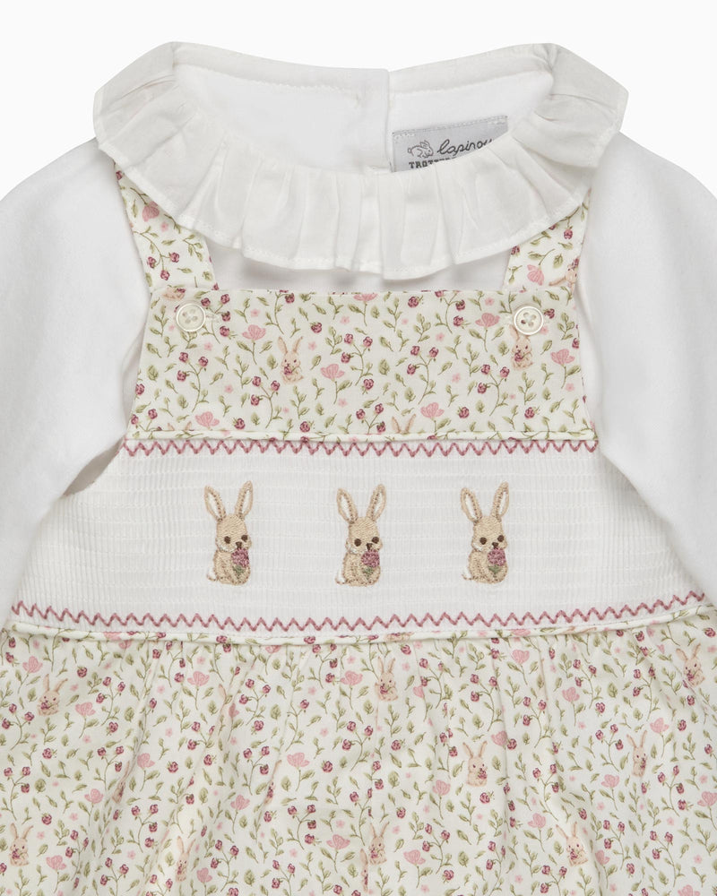 Lapinour Dungaree Baby Smocked Dungaree Set in Bunny