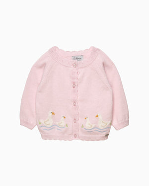 Lapinou Cardigan Baby Duck Cardigan in Pale Pink