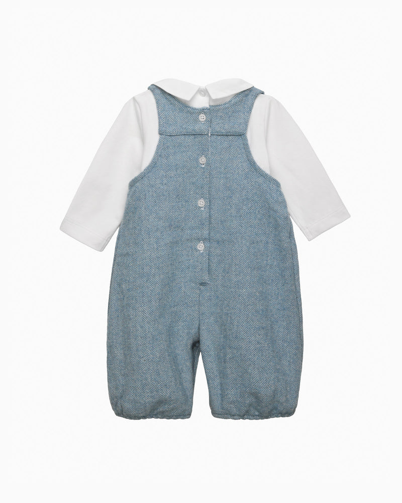 Lapinou Dungarees Baby Smocked Dungaree Set in Guardsman