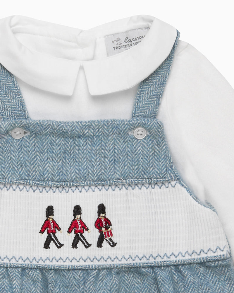 Lapinou Dungarees Baby Smocked Dungaree Set in Guardsman