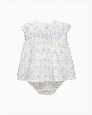 Lapinou Dress Baby My First Smocked Dress in Blue Plumetis