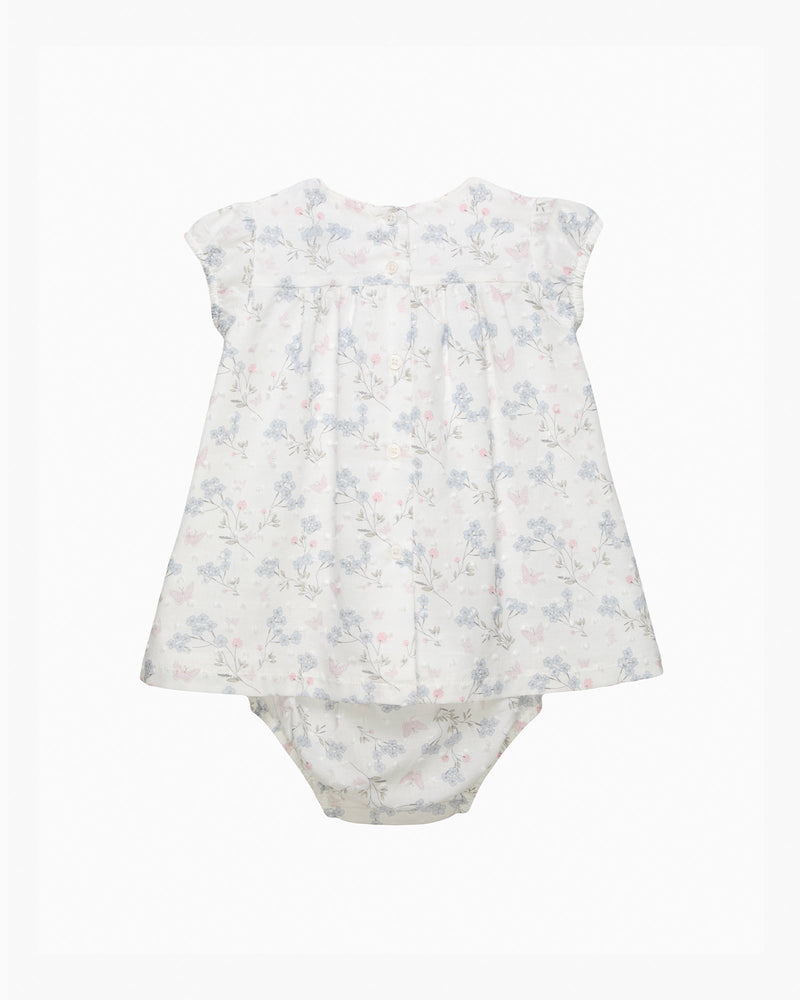 Lapinou Dress Baby My First Smocked Dress in Blue Plumetis