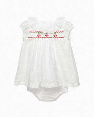 Lapinou Dress Baby My First Smocked Dress in Cherries