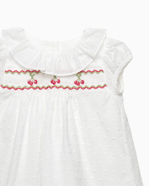 Lapinou Dress Baby My First Smocked Dress in Cherries