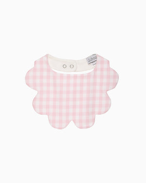 Lapinou Bib Scalloped Bib in Pink Gingham