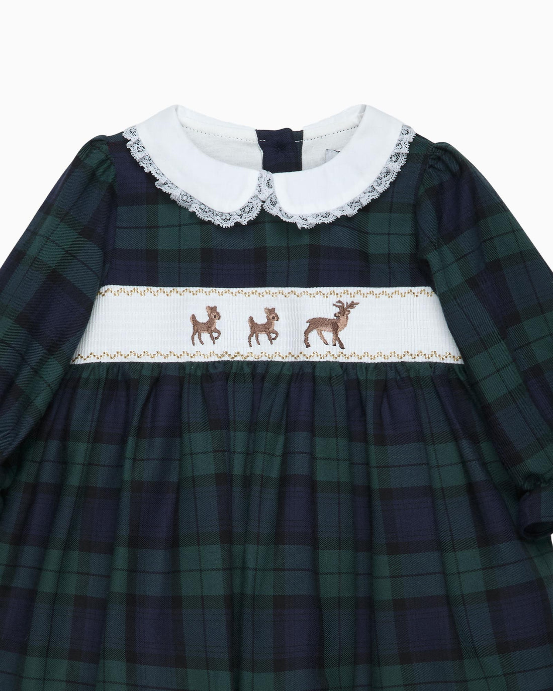 Lapinou Dress Baby Tartan Reindeer Smocked Dress