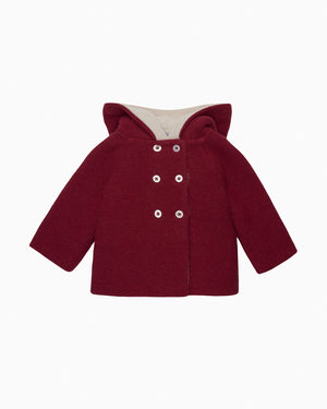 Lapinou Coat Baby Teddy Coat in Crimson