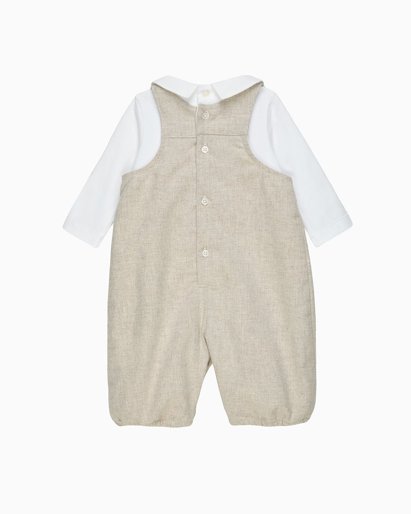 Lapinou Dungaree Baby Smocked Dungaree Set in Train