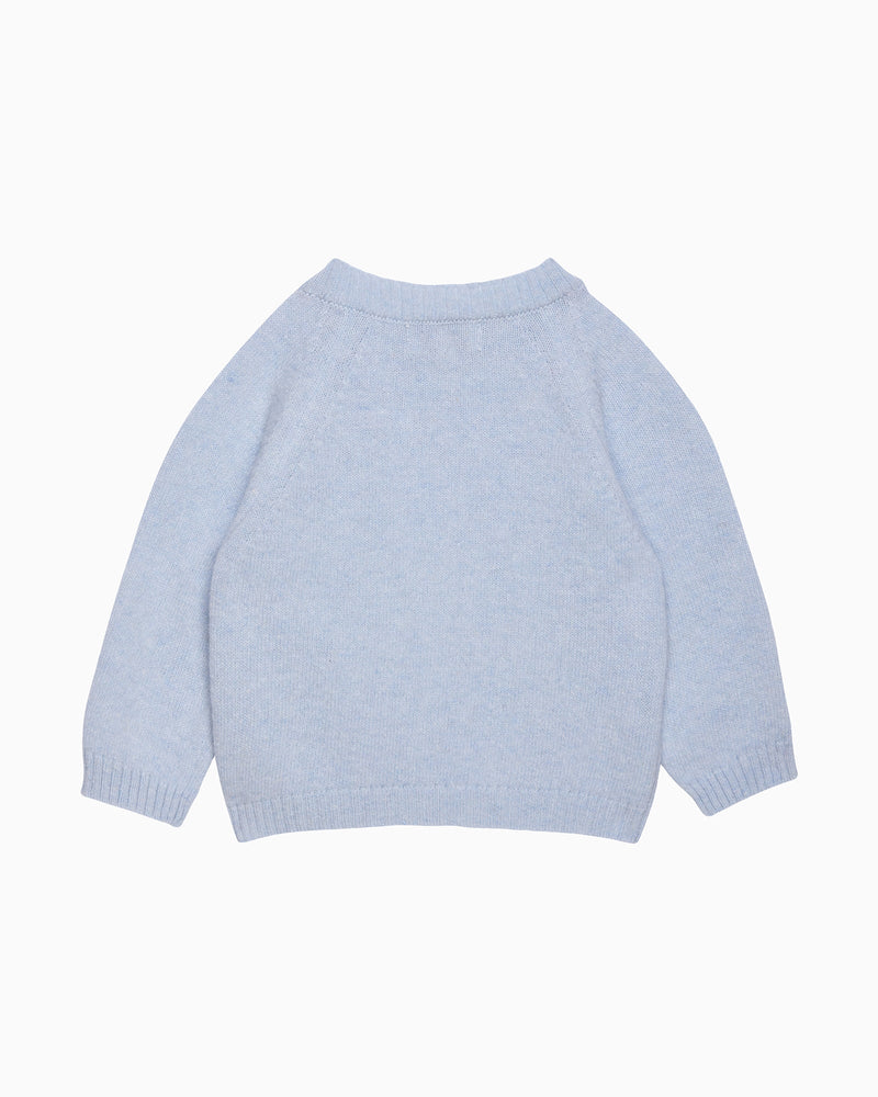 Lapinou Cardigan Baby Here Comes Trouble Jumper in Pale Blue