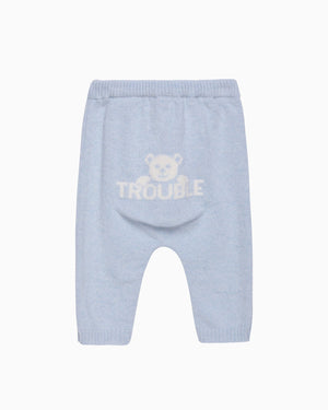 Lapinou Leggings Baby Here Comes Trouble Leggings in Pale Blue
