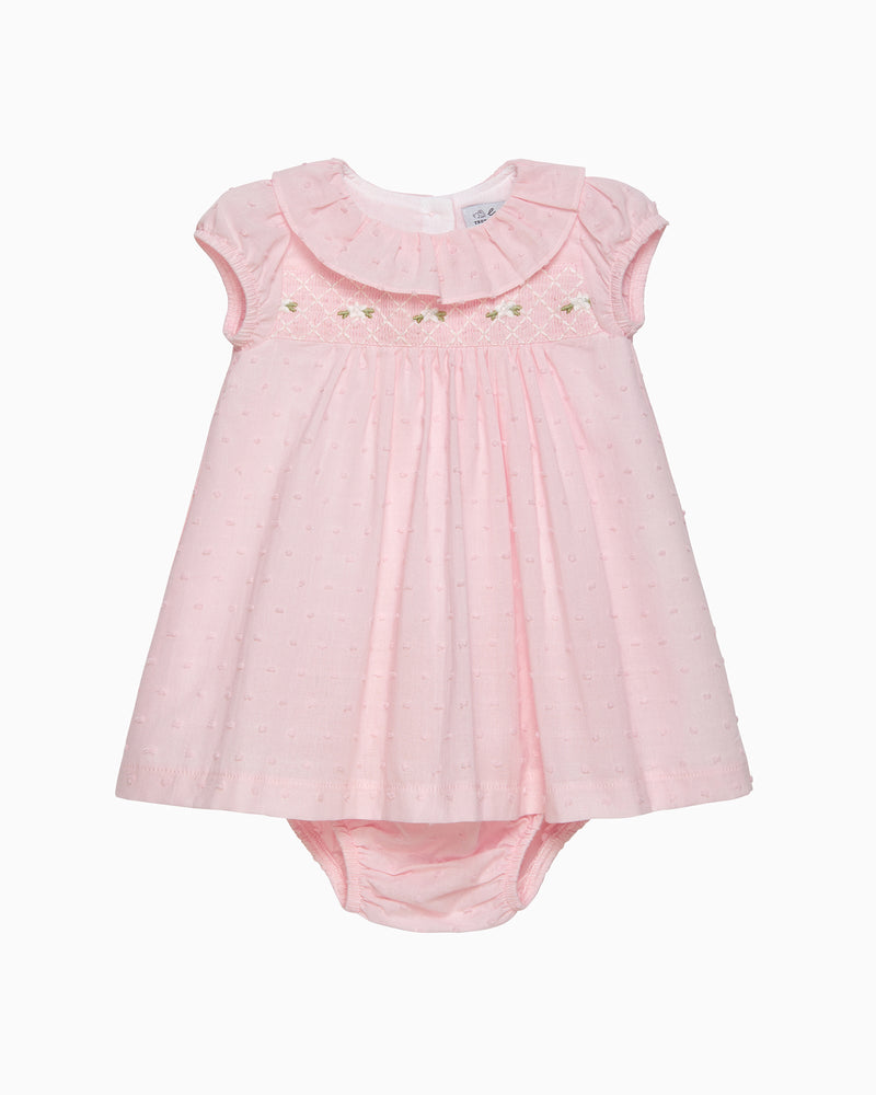 Lapinou Dress Baby My 1st Smocked Dress in Pale Pink Flowers