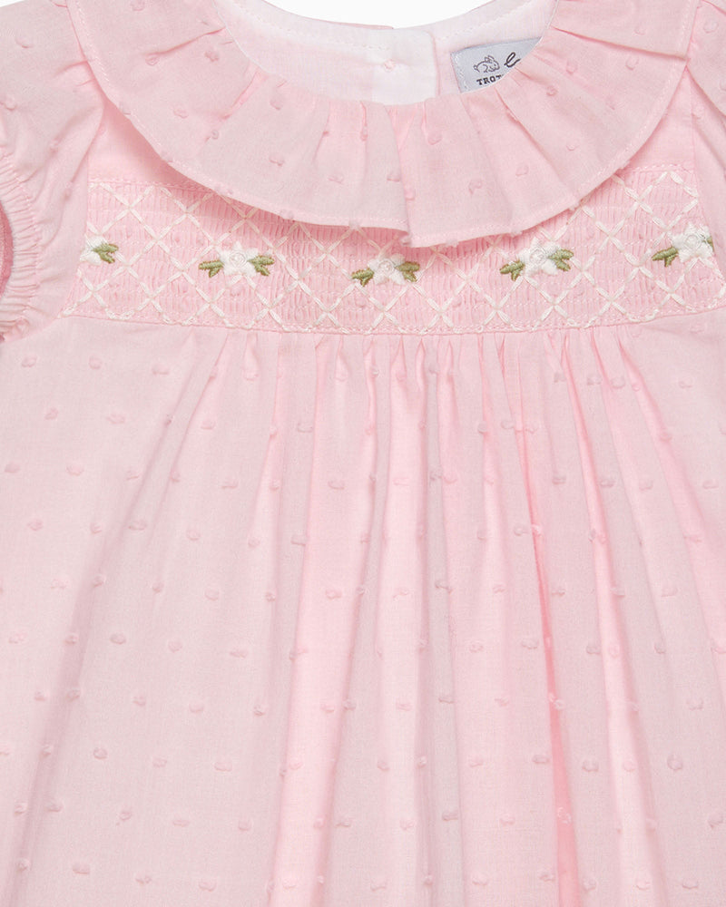 Lapinou Dress Baby My 1st Smocked Dress in Pale Pink Flowers