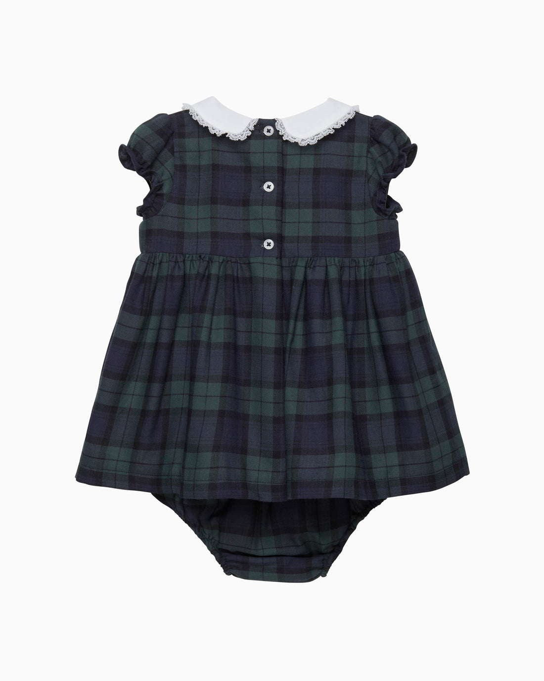 Lapinou Dress Baby Reindeer Smocked Dress in Navy Tartan