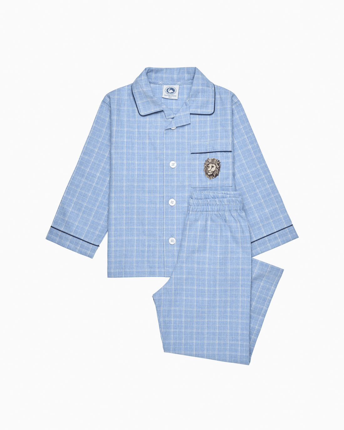 Original Pyjama Company Pyjamas Augustus Lion Pyjamas in Blue Check