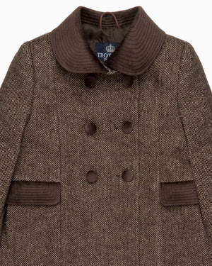 Trotters Heritage Coat Classic Coat in Brown Herringbone