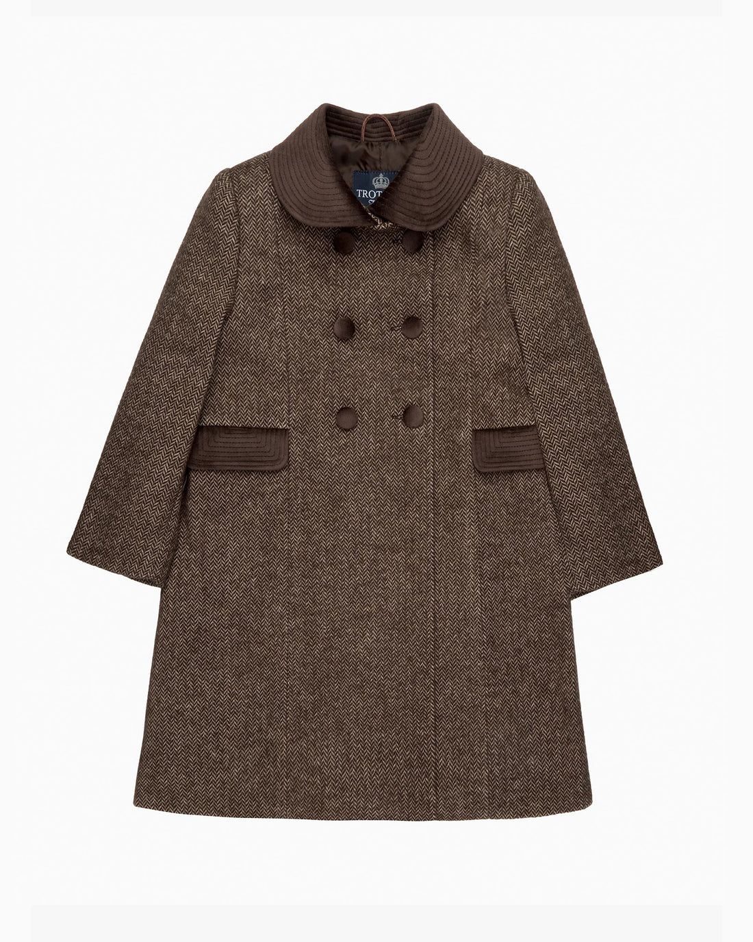 Trotters Heritage Coat Classic Coat in Brown Herringbone