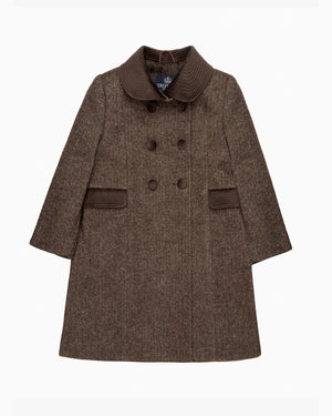 Trotters Heritage Coat Classic Coat in Brown Herringbone