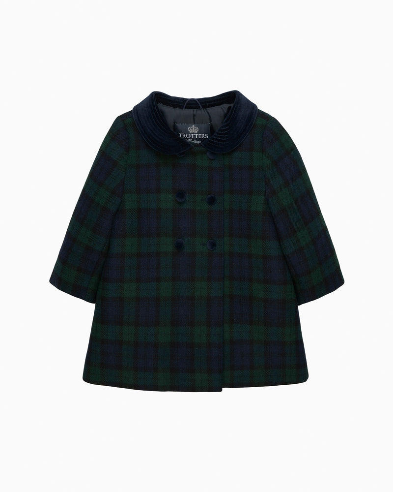 Trotters Heritage Coat Baby Classic Coat in Navy Tartan