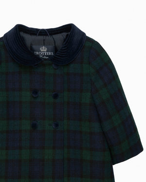 Trotters Heritage Coat Baby Classic Coat in Navy Tartan