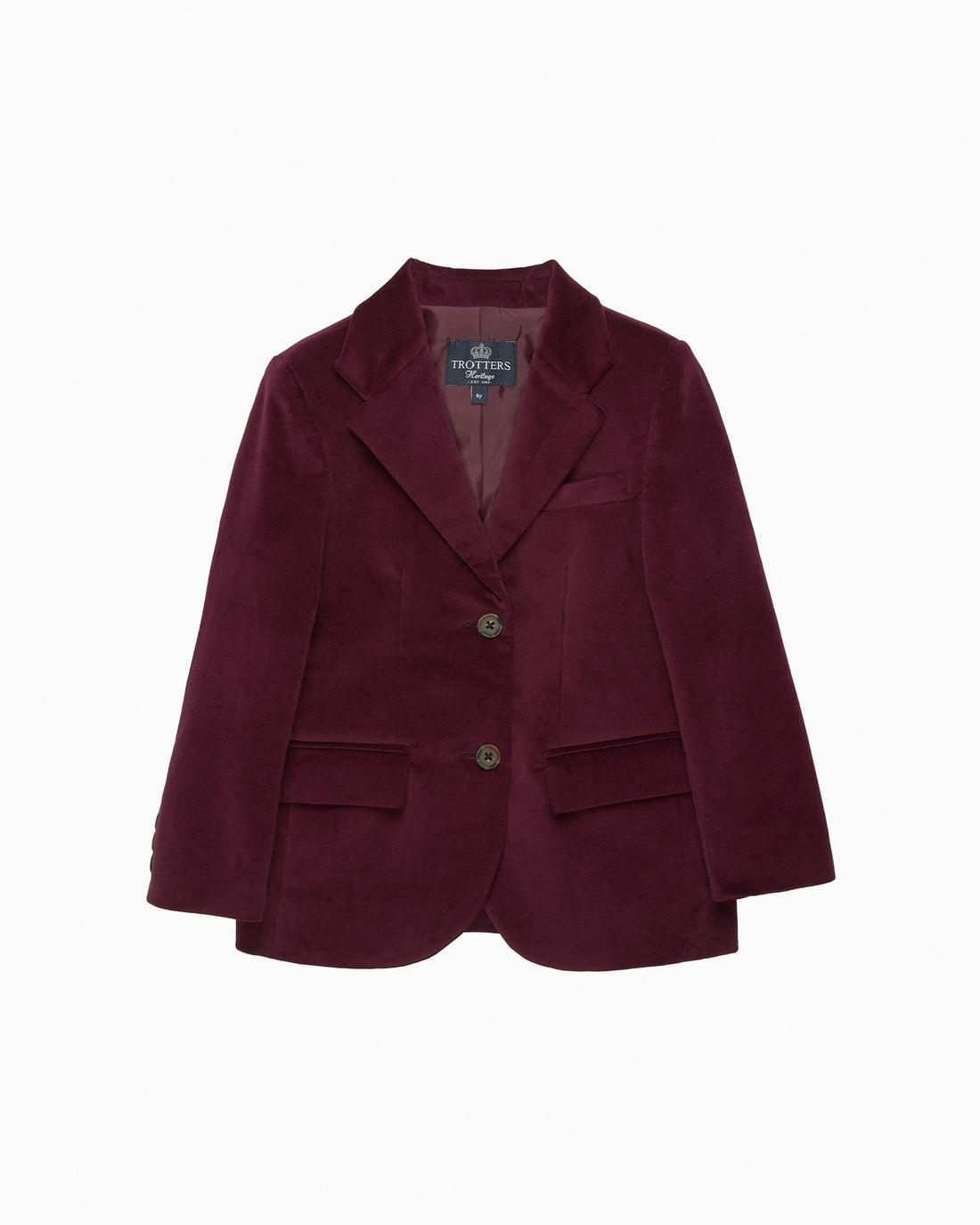 Trotters Heritage Blazer Hamish Velvet Blazer in Claret